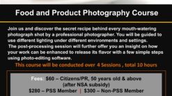 Food and Product Photography Course (NSA) (Singaporean/PR - aged 50 and above)
